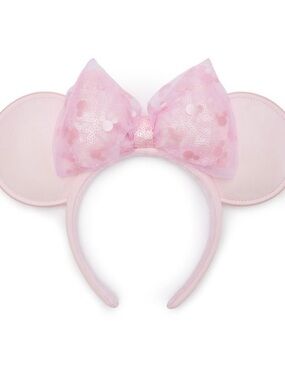 Pink Sequin Bow Mouse Ear Headband -
